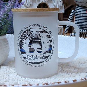 police wife 17 oz frosted coffee mug